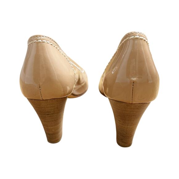 AGL Patent Leather Pump Round Toe Heel Shoe Italy Natural Cream EU 38 US 7.5 EUC - Picture 6 of 11